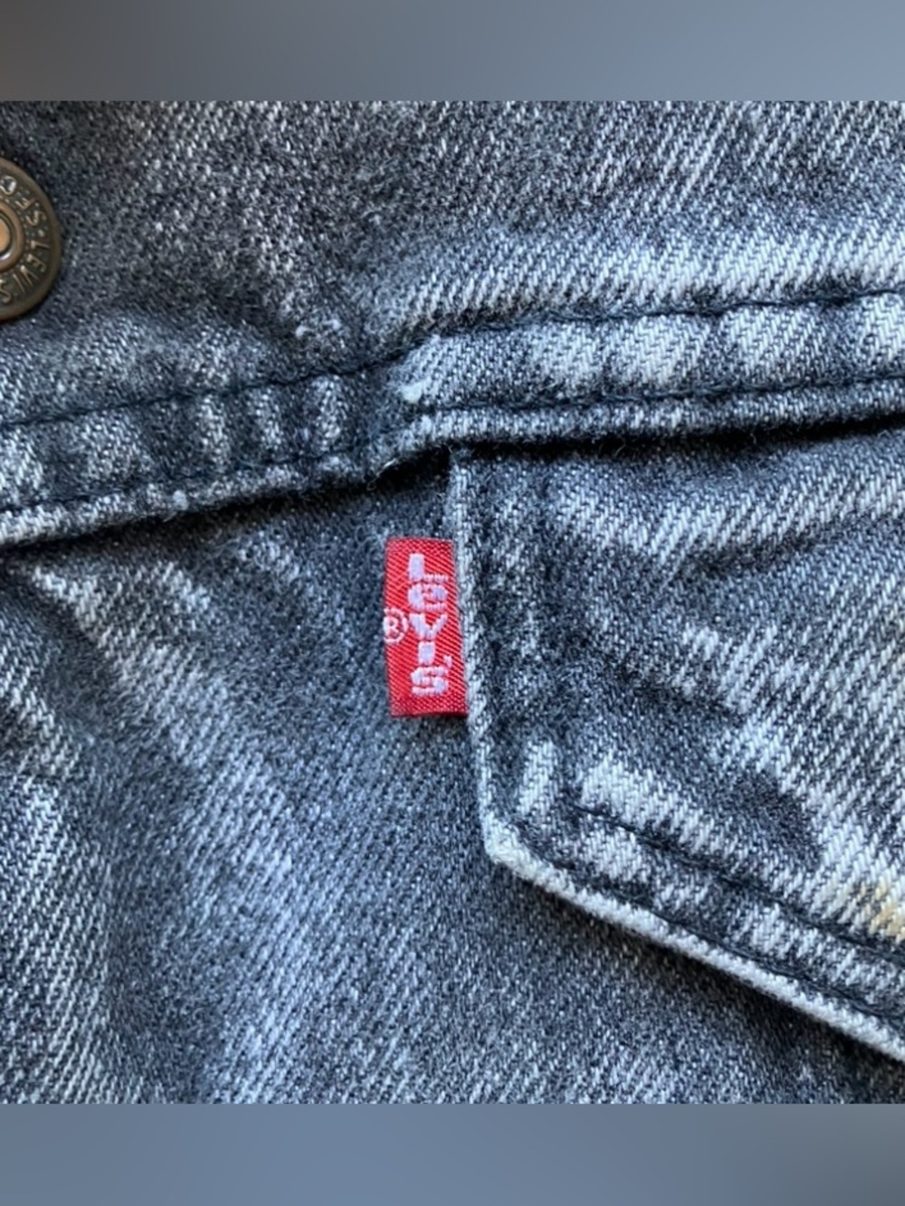 Vintage 80s Levi’s Sherpa Lined Denim Jacket Jean BLK Acid Wash USA S/M VTG Coat - Picture 6 of 10